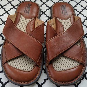 Born Mens Size 9 Medium Brown Leather Sandals